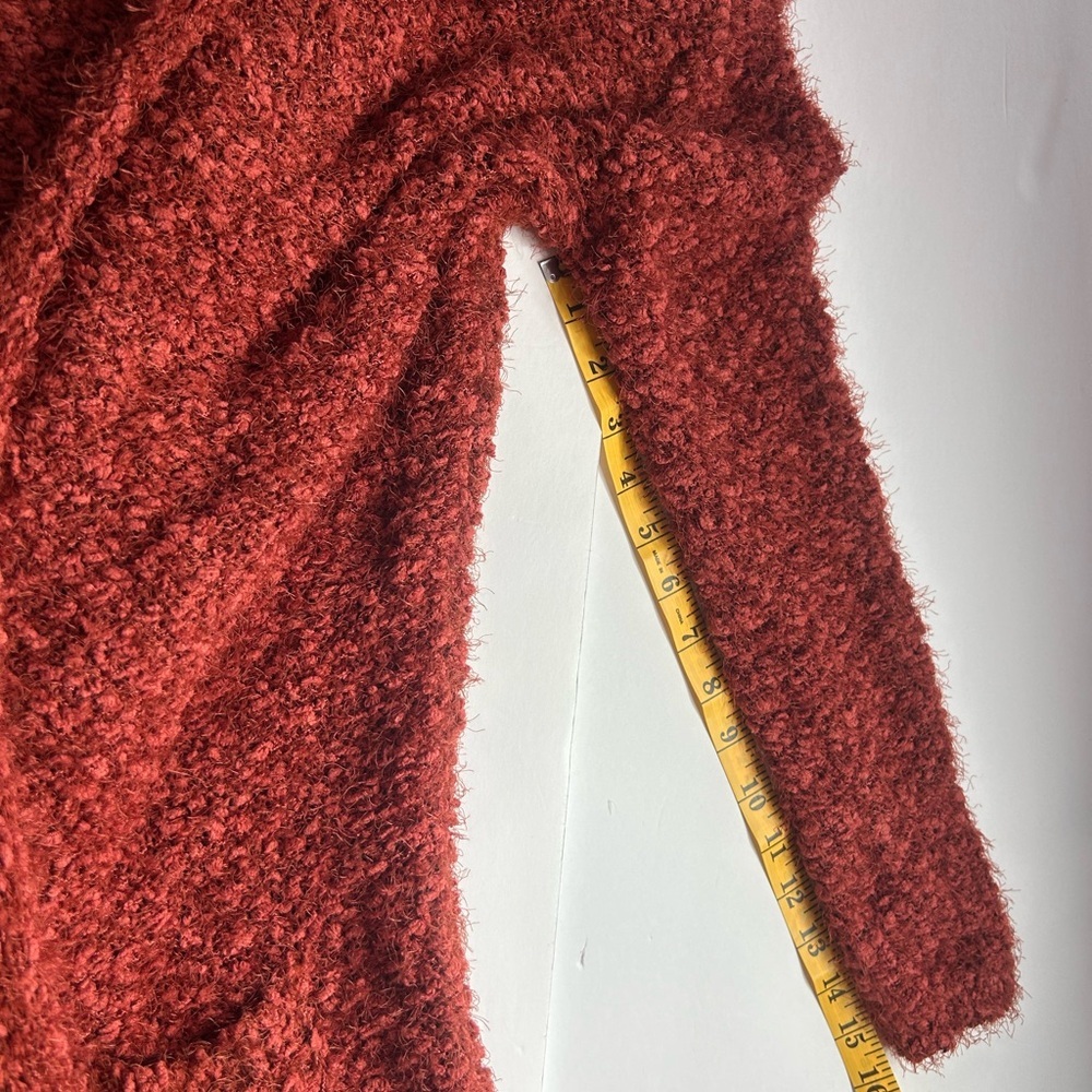 Poof Apparel Rust duster open front cardigan sz L with hood cozy sweater Y2K EUC - Picture 12 of 12